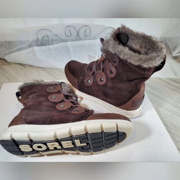 Sorel Womens Explorer Joan Waterproof Brown Leather Winter Boots Size 6 - Picture 9 of 13